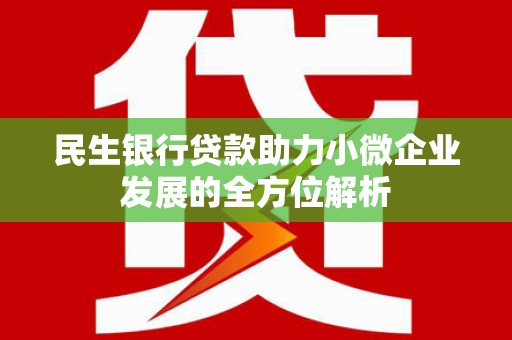 江干民生银行贷款助力小微企业发展的全方位解析