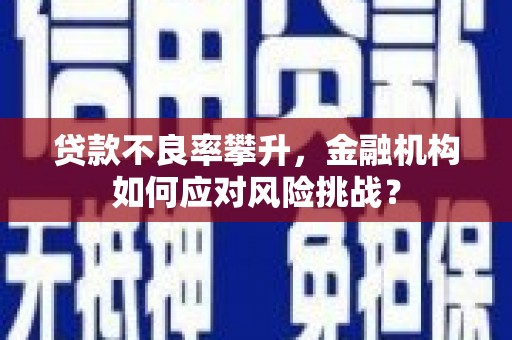 江干贷款不良率攀升，金融机构如何应对风险挑战？