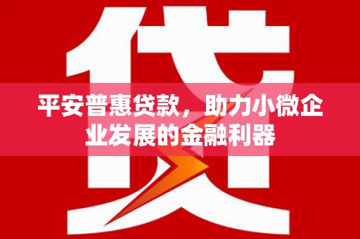 江干平安普惠贷款，助力小微企业发展的金融利器